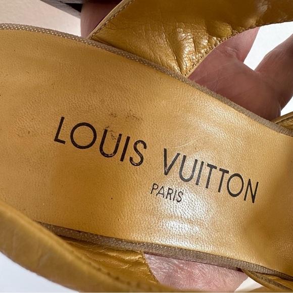 Louis Vuitton LV Vintage Slingback Heels Butter Yellow and tan Size EU 37.5 - Picture 9 of 11
